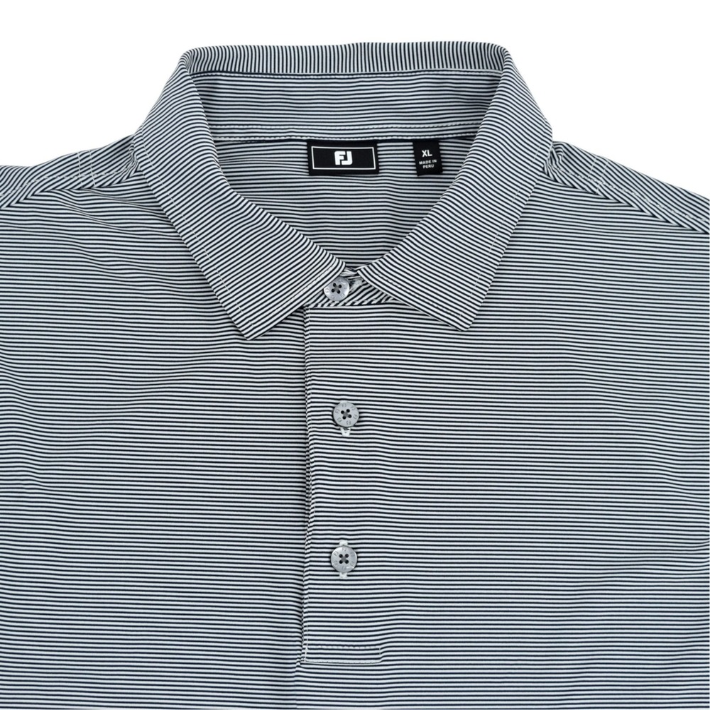 FootJoy FJ Mens XL Golf Polo Shirt Navy Blue White Micro-Stripe ProDry Trim Fit